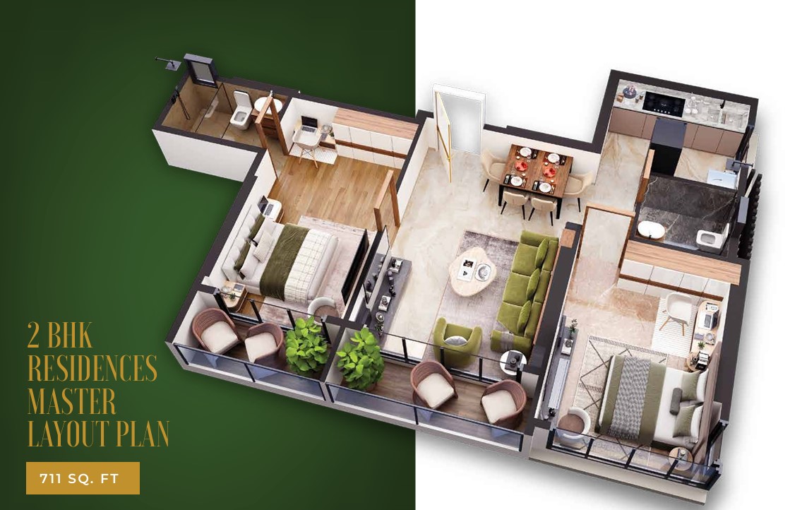 2 BHK floor plan