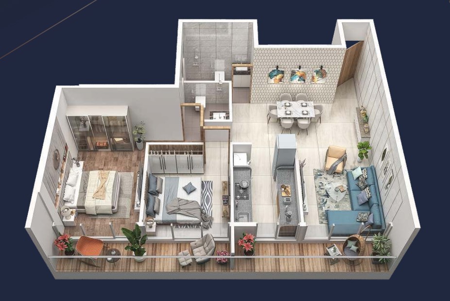 2 BHK floor plan