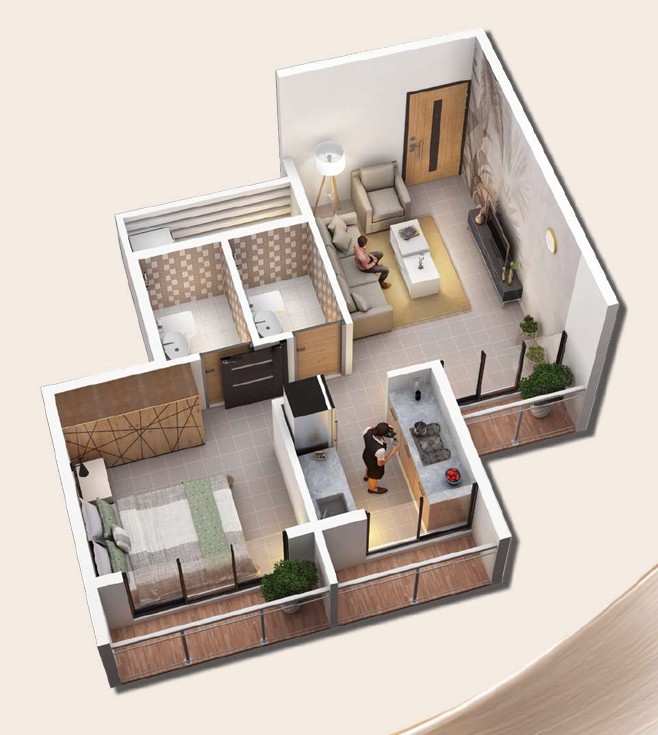 1 BHK floor plan