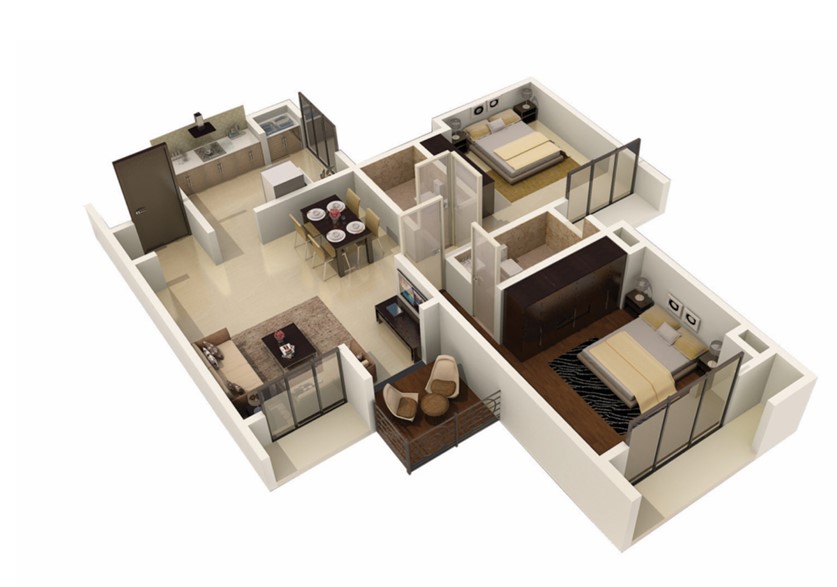 2 BHK floor plan