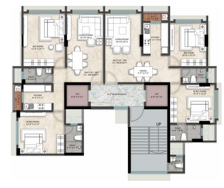 2 BHK floor plan