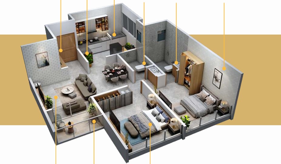 2 BHK floor plan