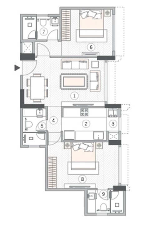 2 BHK floor plan