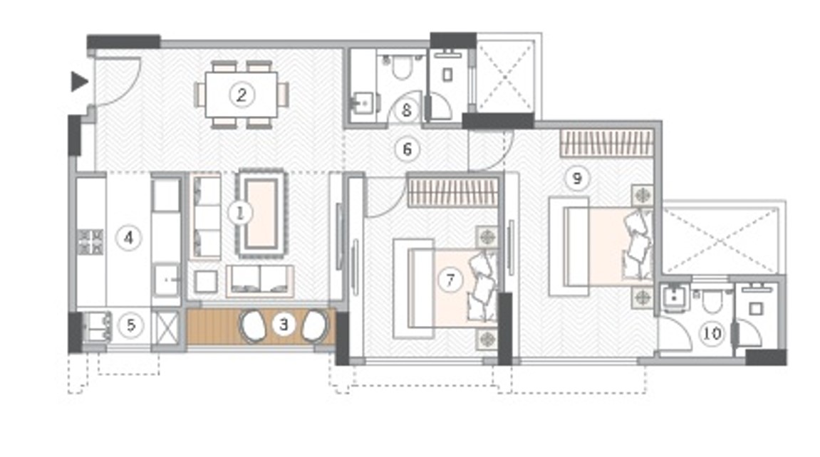 2 BHK floor plan