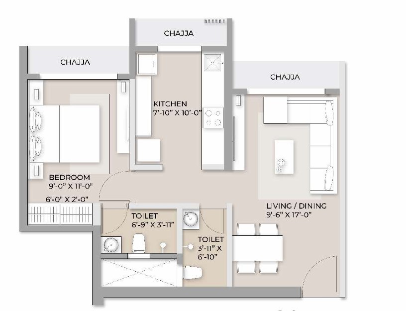 1 BHK floor plan