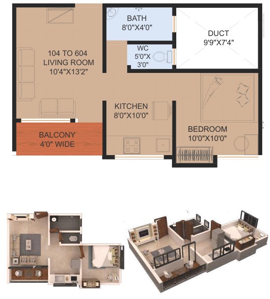 1 BHK floor plan