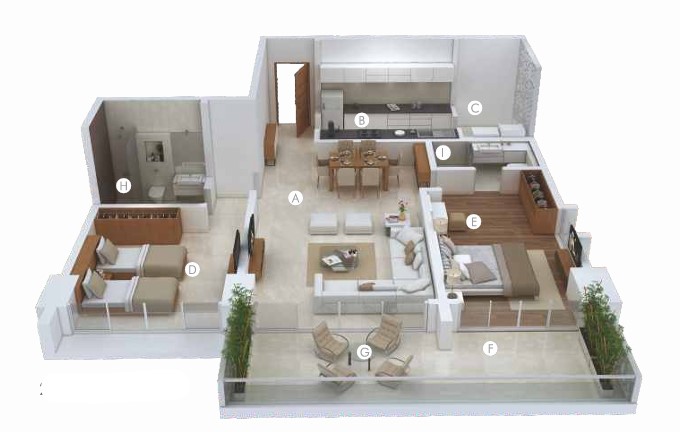 2 BHK floor plan