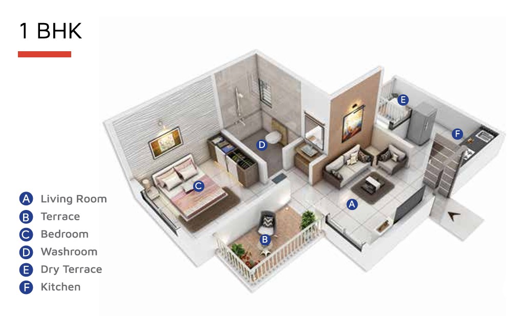 1 BHK floor plan