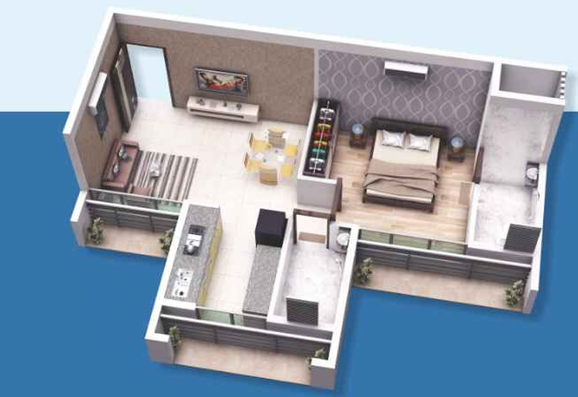 1 BHK floor plan