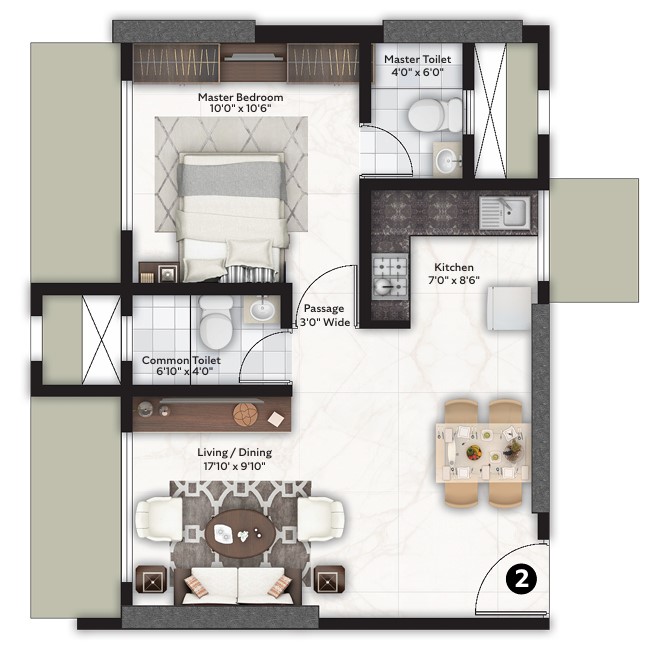 1 BHK floor plan