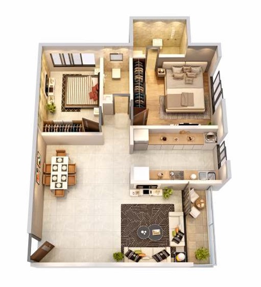 2 BHK floor plan