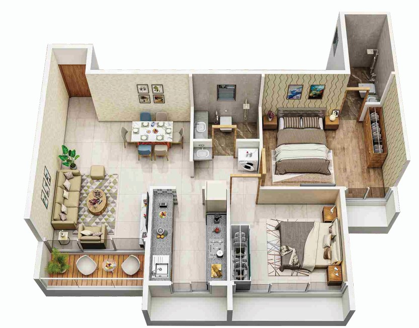 2 BHK floor plan