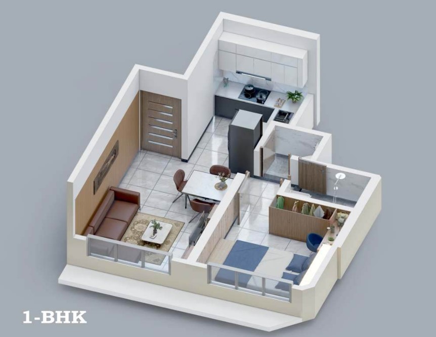 1 BHK floor plan