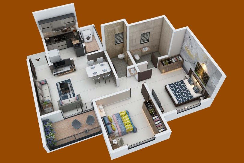 2 BHK floor plan