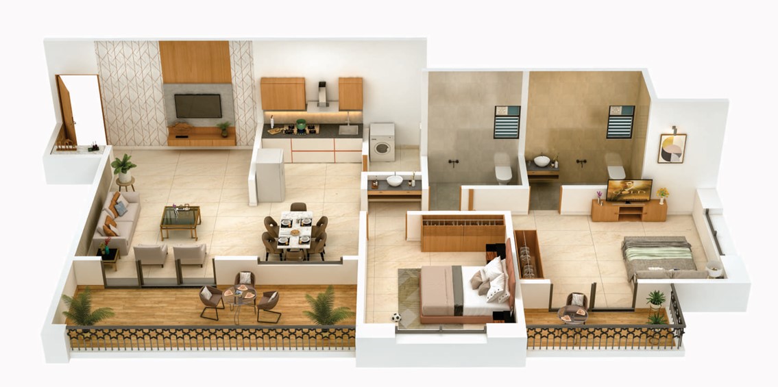 2 BHK floor plan