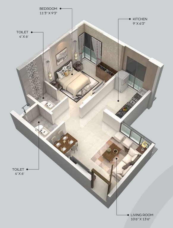1 BHK floor plan