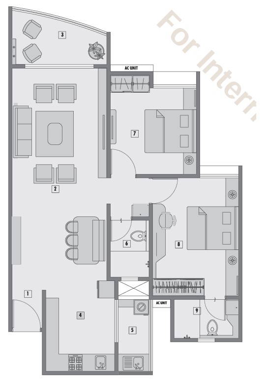 2 BHK floor plan