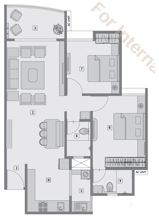 2 BHK floor plan