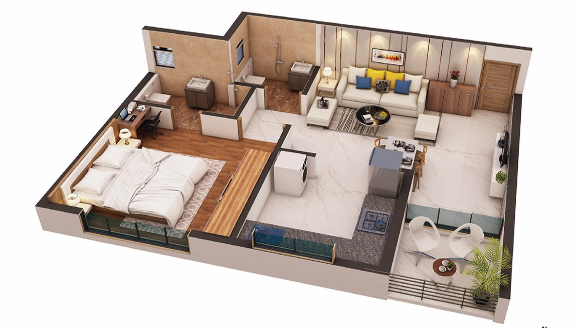 1 BHK floor plan