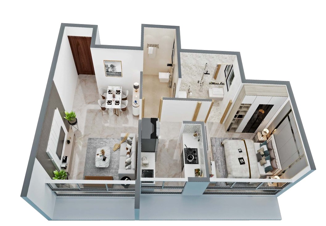1 BHK floor plan