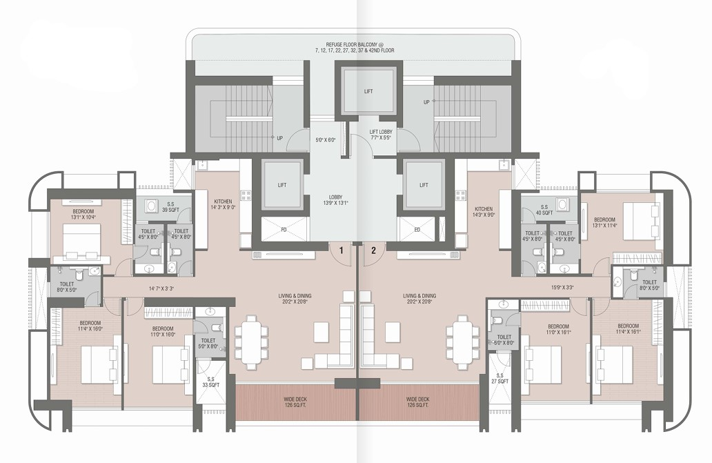 3 BHK floor plan