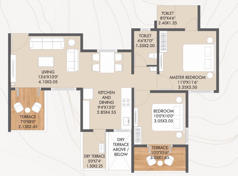 2 BHK floor plan