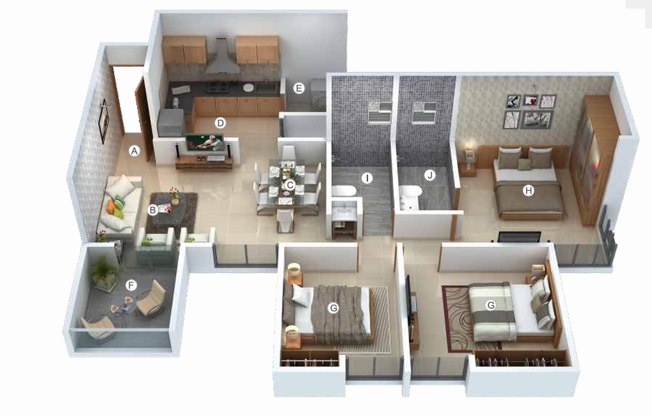 2 BHK floor plan