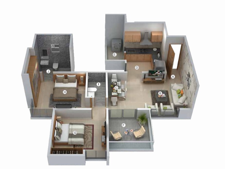 2 BHK floor plan