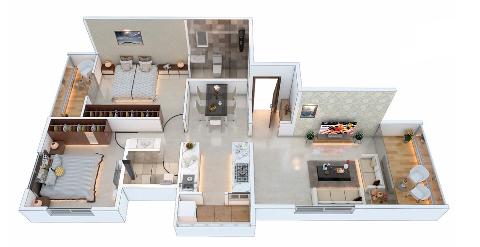 2 BHK floor plan