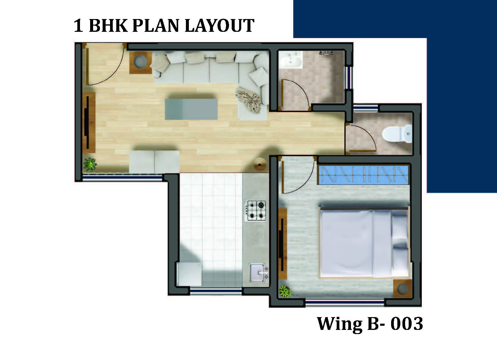 1 BHK floor plan
