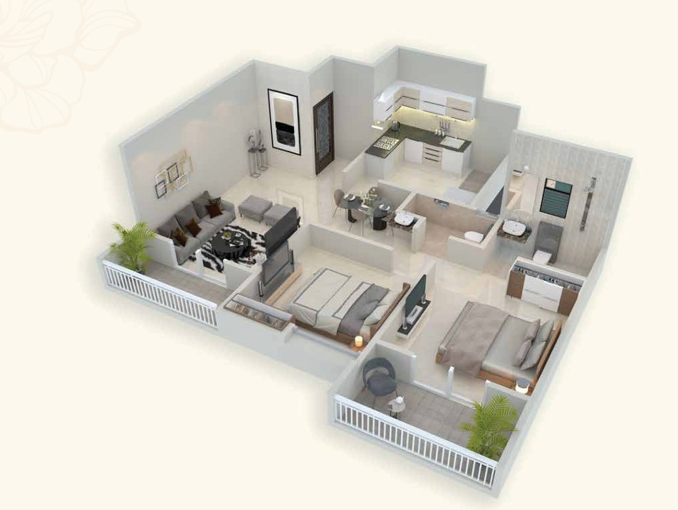 2 BHK floor plan