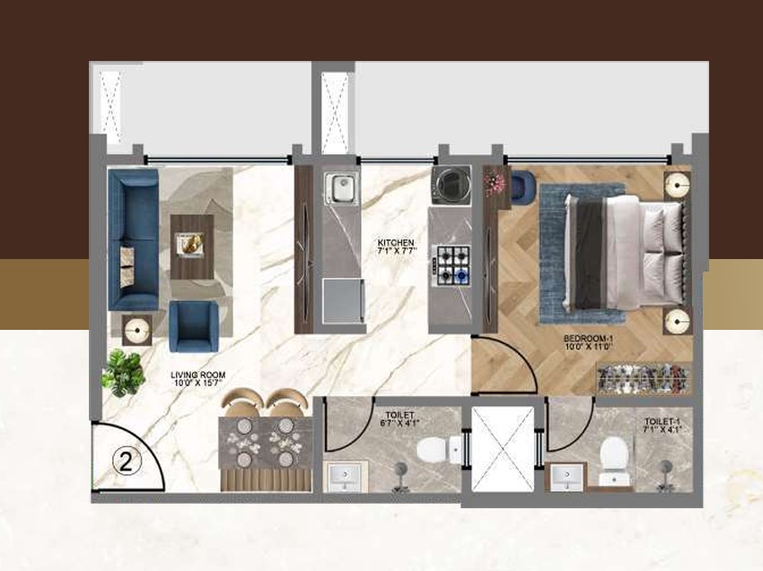 1 BHK floor plan