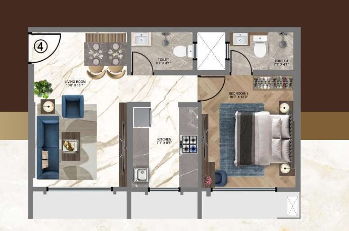 1 BHK floor plan