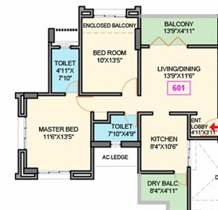 2 BHK floor plan