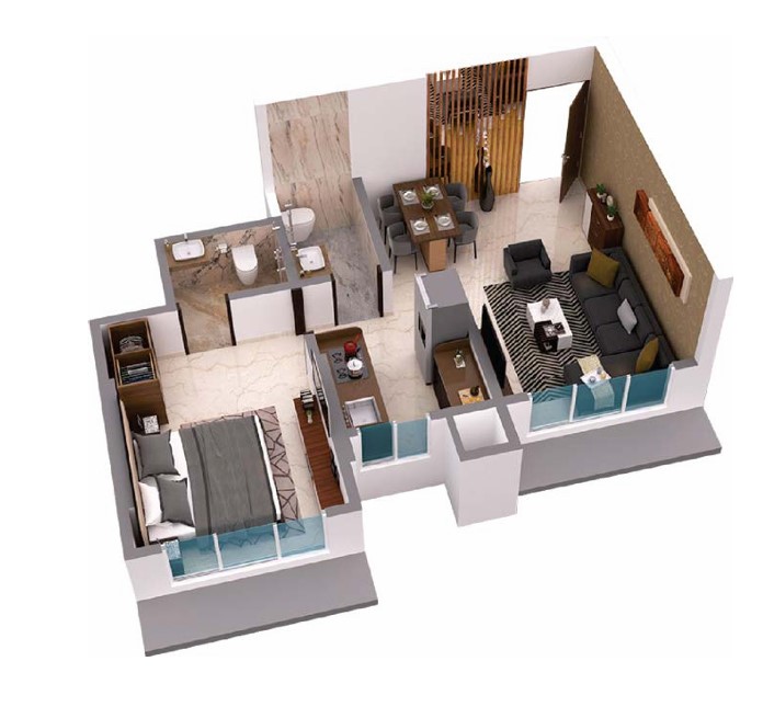 1 BHK floor plan