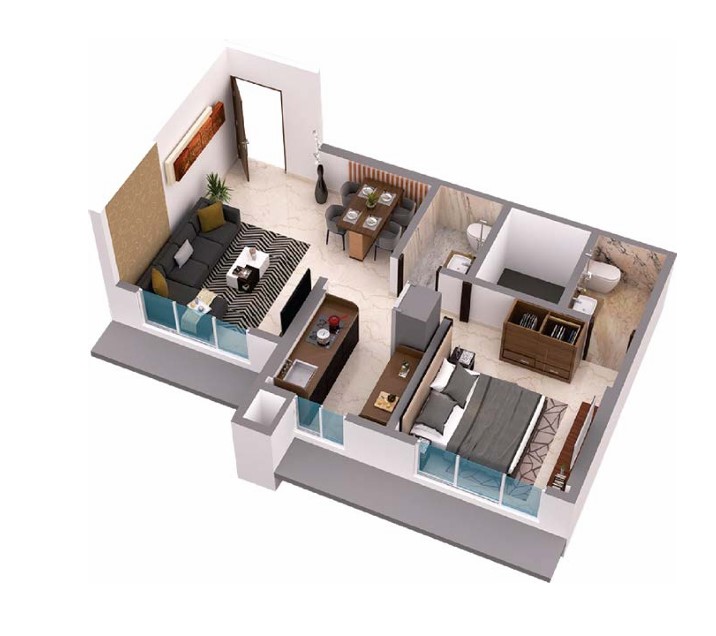 1 BHK floor plan