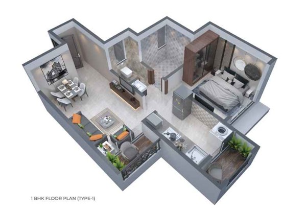1 BHK floor plan