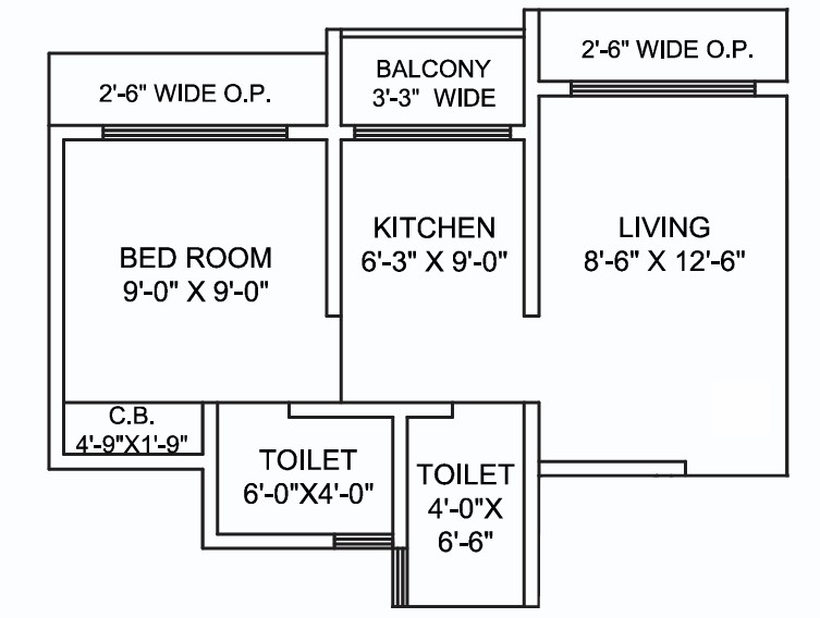 1 BHK floor plan