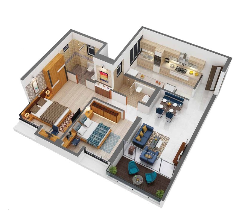 2 BHK floor plan
