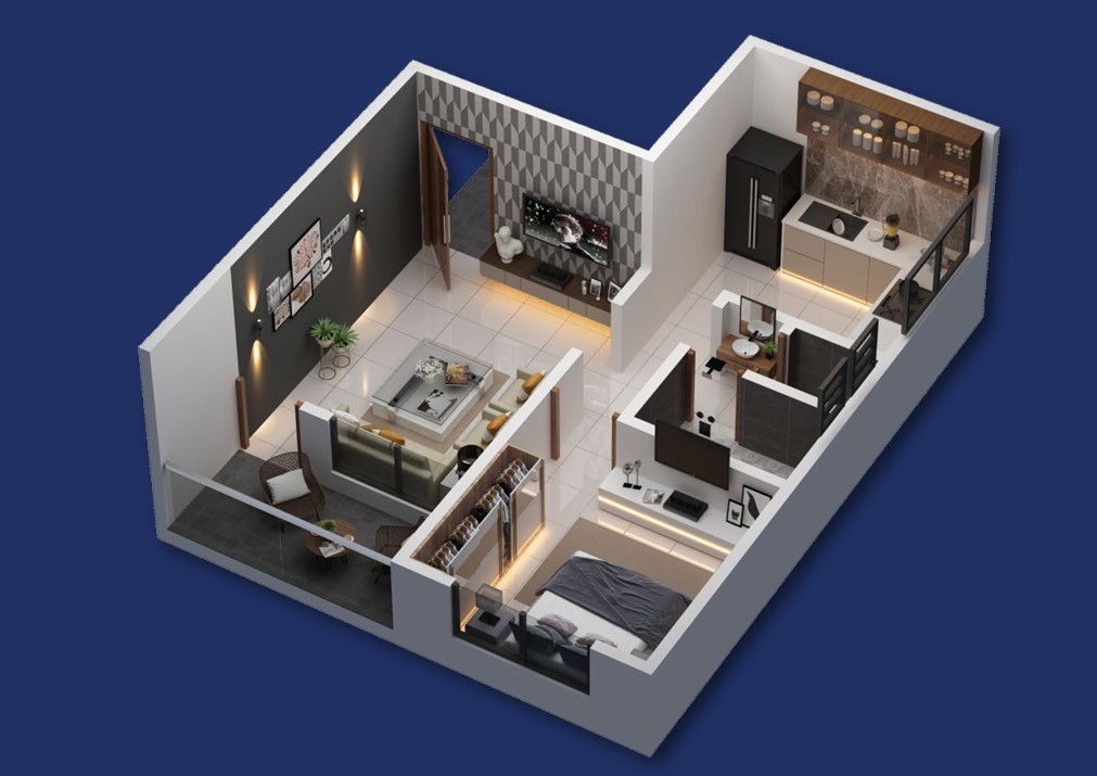1 BHK floor plan
