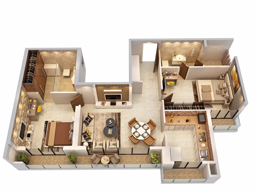 2 BHK floor plan
