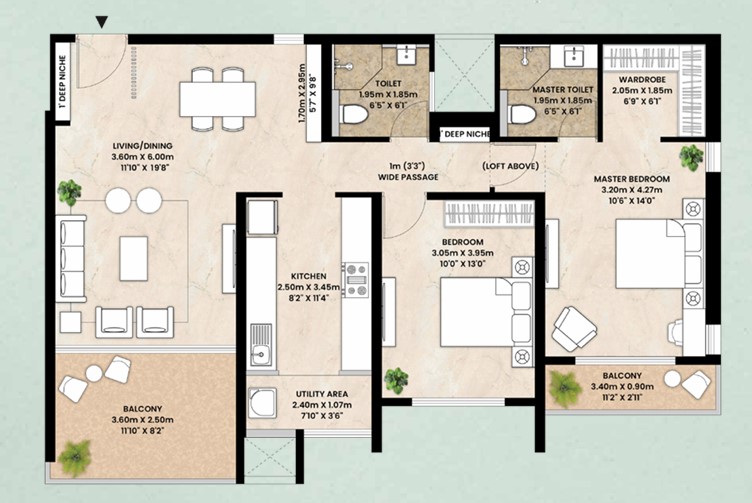2 BHK floor plan