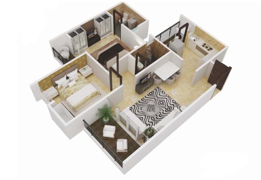 2 BHK floor plan