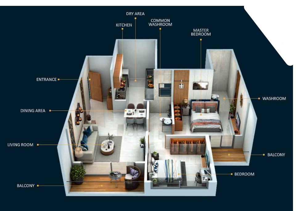 2 BHK floor plan