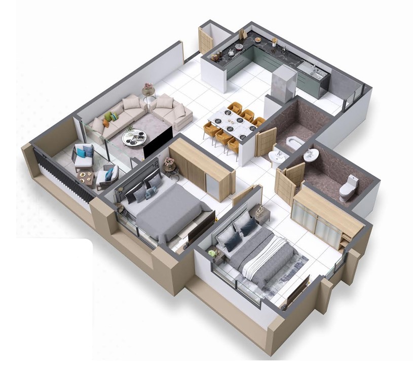 2 BHK floor plan