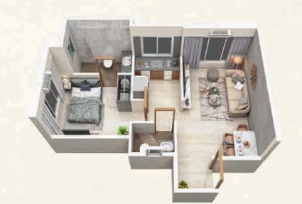 1 BHK floor plan