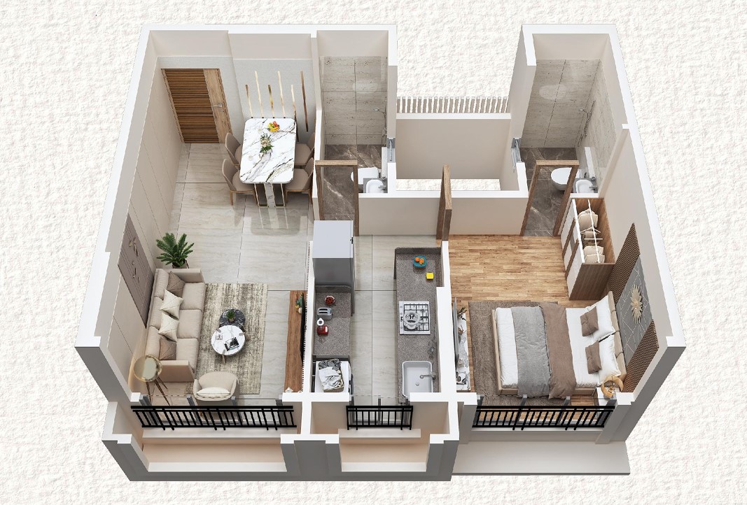 1 BHK floor plan
