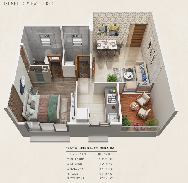 1 BHK floor plan