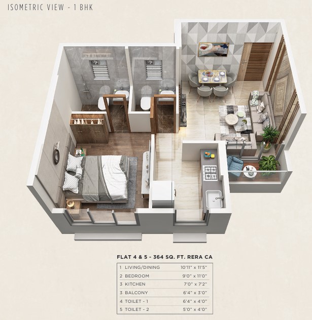 1 BHK floor plan