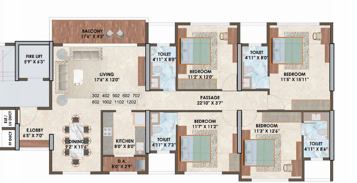 4 BHK floor plan